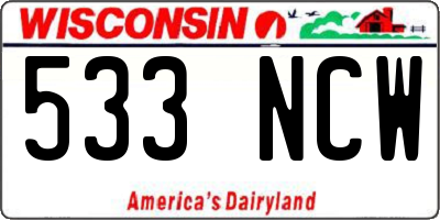 WI license plate 533NCW