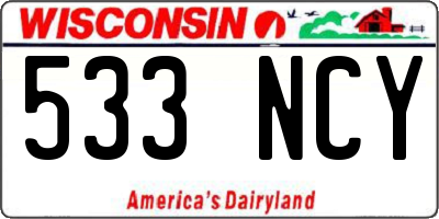 WI license plate 533NCY