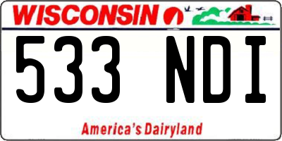 WI license plate 533NDI