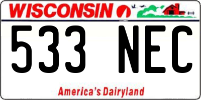 WI license plate 533NEC
