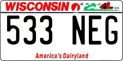 WI license plate 533NEG