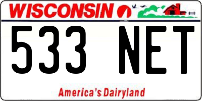 WI license plate 533NET
