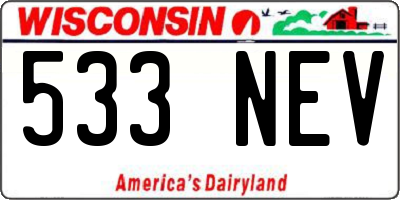 WI license plate 533NEV