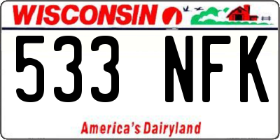 WI license plate 533NFK