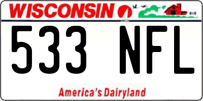 WI license plate 533NFL