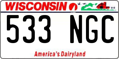 WI license plate 533NGC