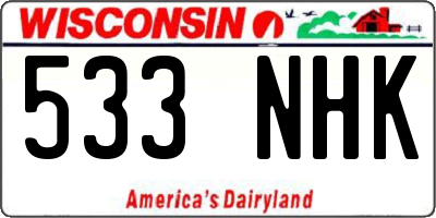 WI license plate 533NHK