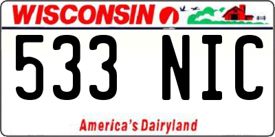 WI license plate 533NIC