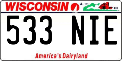 WI license plate 533NIE