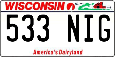 WI license plate 533NIG