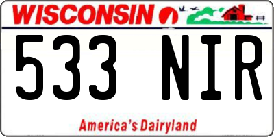 WI license plate 533NIR