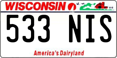 WI license plate 533NIS