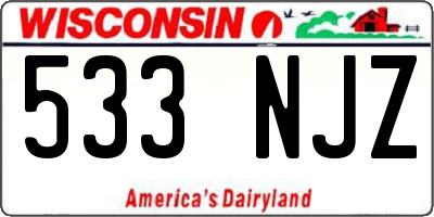 WI license plate 533NJZ