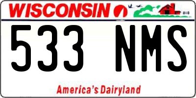 WI license plate 533NMS