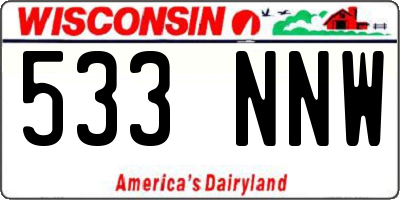WI license plate 533NNW