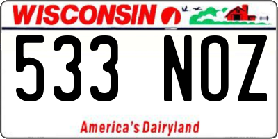 WI license plate 533NOZ