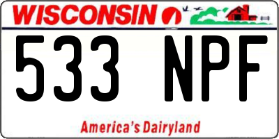WI license plate 533NPF