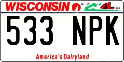 WI license plate 533NPK