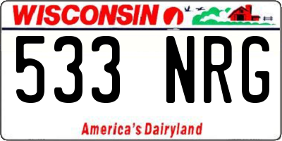 WI license plate 533NRG