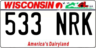 WI license plate 533NRK