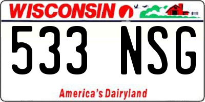 WI license plate 533NSG