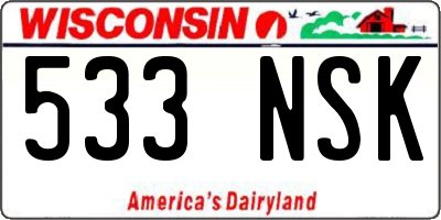 WI license plate 533NSK