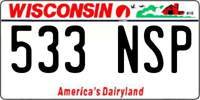 WI license plate 533NSP