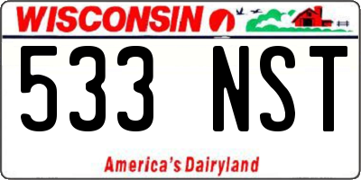 WI license plate 533NST