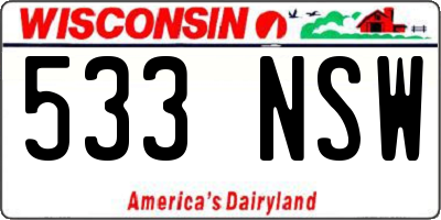 WI license plate 533NSW