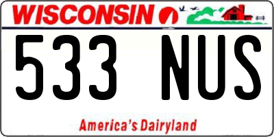 WI license plate 533NUS