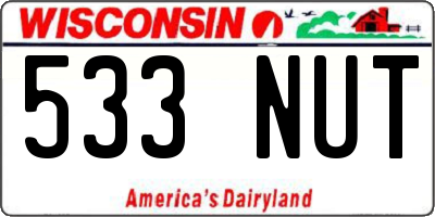 WI license plate 533NUT