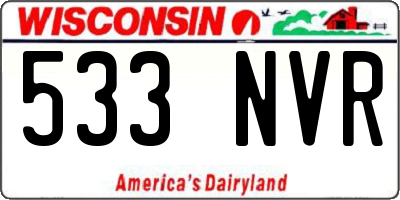 WI license plate 533NVR