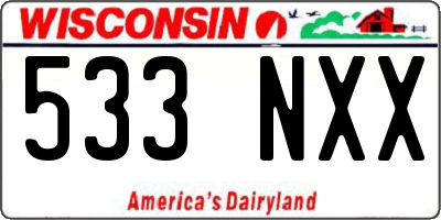 WI license plate 533NXX