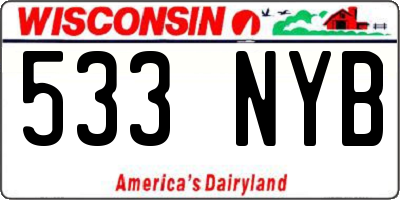 WI license plate 533NYB