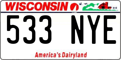 WI license plate 533NYE