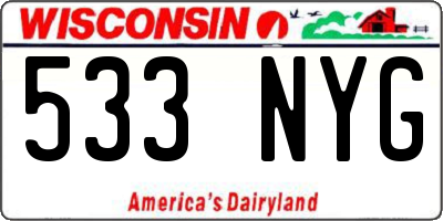 WI license plate 533NYG