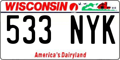 WI license plate 533NYK