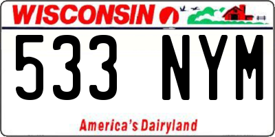WI license plate 533NYM