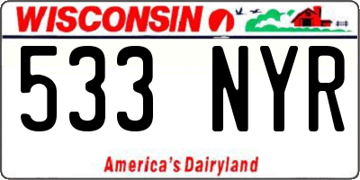 WI license plate 533NYR