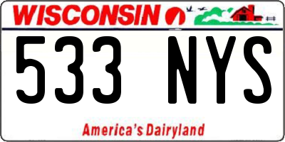 WI license plate 533NYS