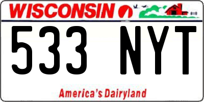 WI license plate 533NYT