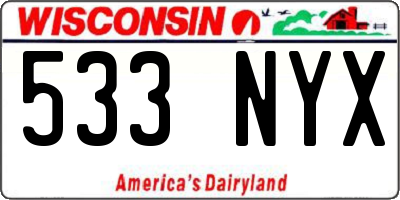 WI license plate 533NYX