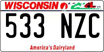 WI license plate 533NZC