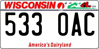 WI license plate 533OAC