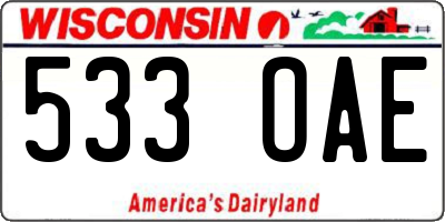 WI license plate 533OAE