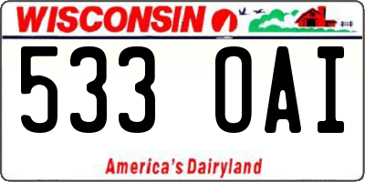 WI license plate 533OAI