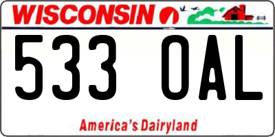 WI license plate 533OAL