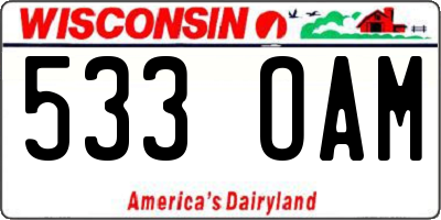 WI license plate 533OAM