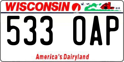 WI license plate 533OAP