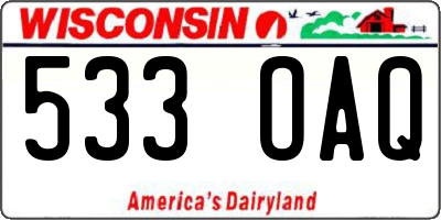 WI license plate 533OAQ